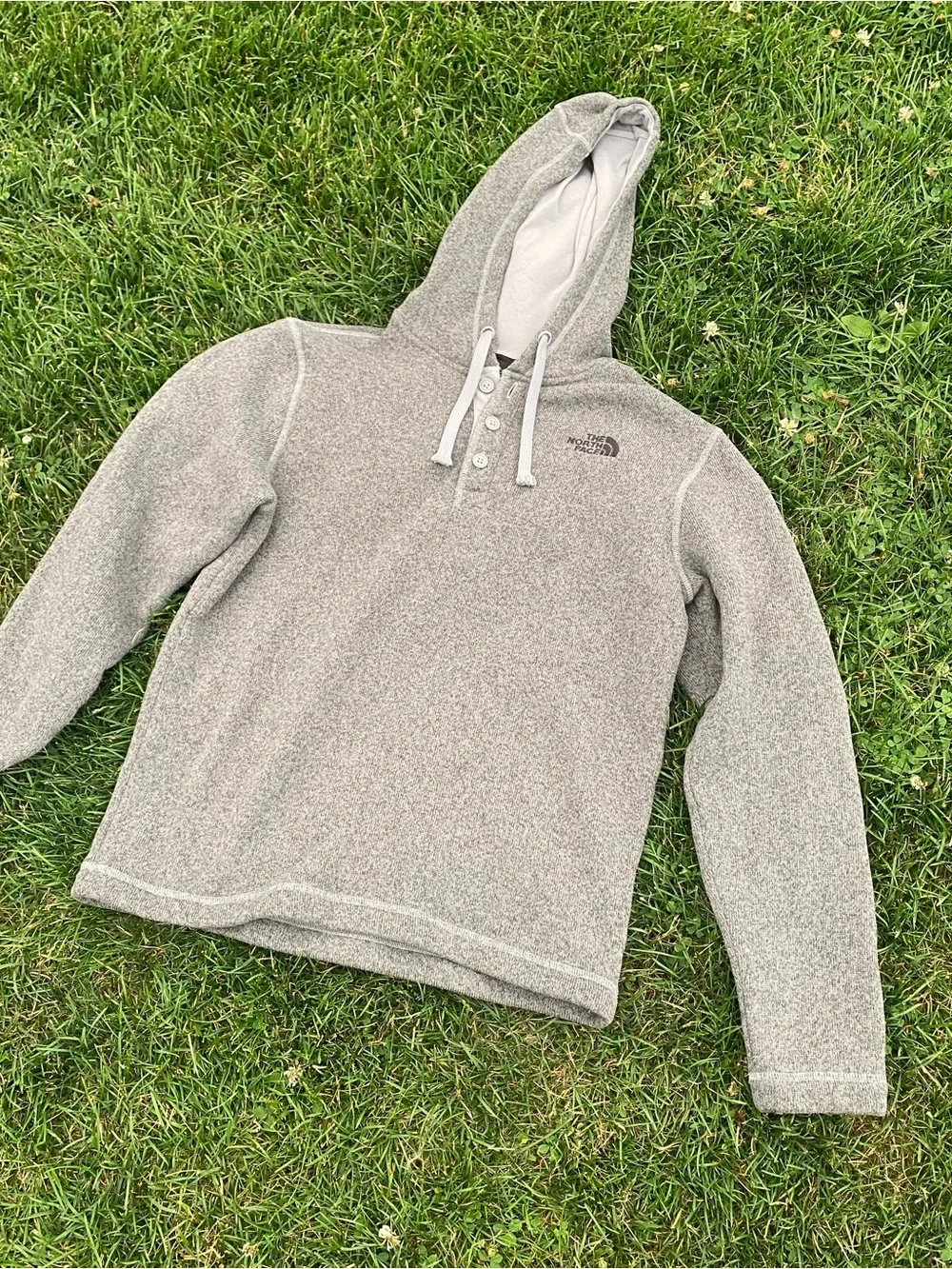 The North Face Men’s Light Gray Hooded Crewneck Pullover